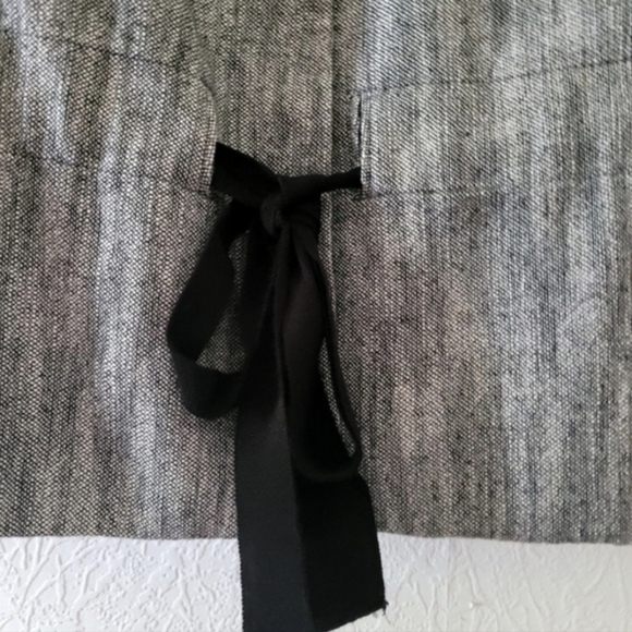 Women's Talbots Gray and Black Tweed 3/4 Sleeve Blazer With Ribbon Belt Size 12 - Picture 5 of 7